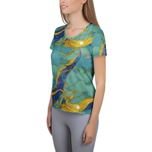 Aquatic Filigree on a Women's Athletic T-Shirt