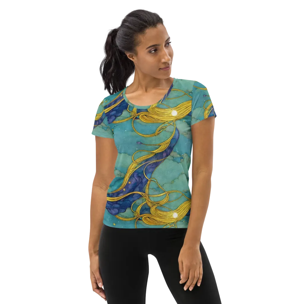 Aquatic Filigree on Women's Athletic T-Shirt — Front