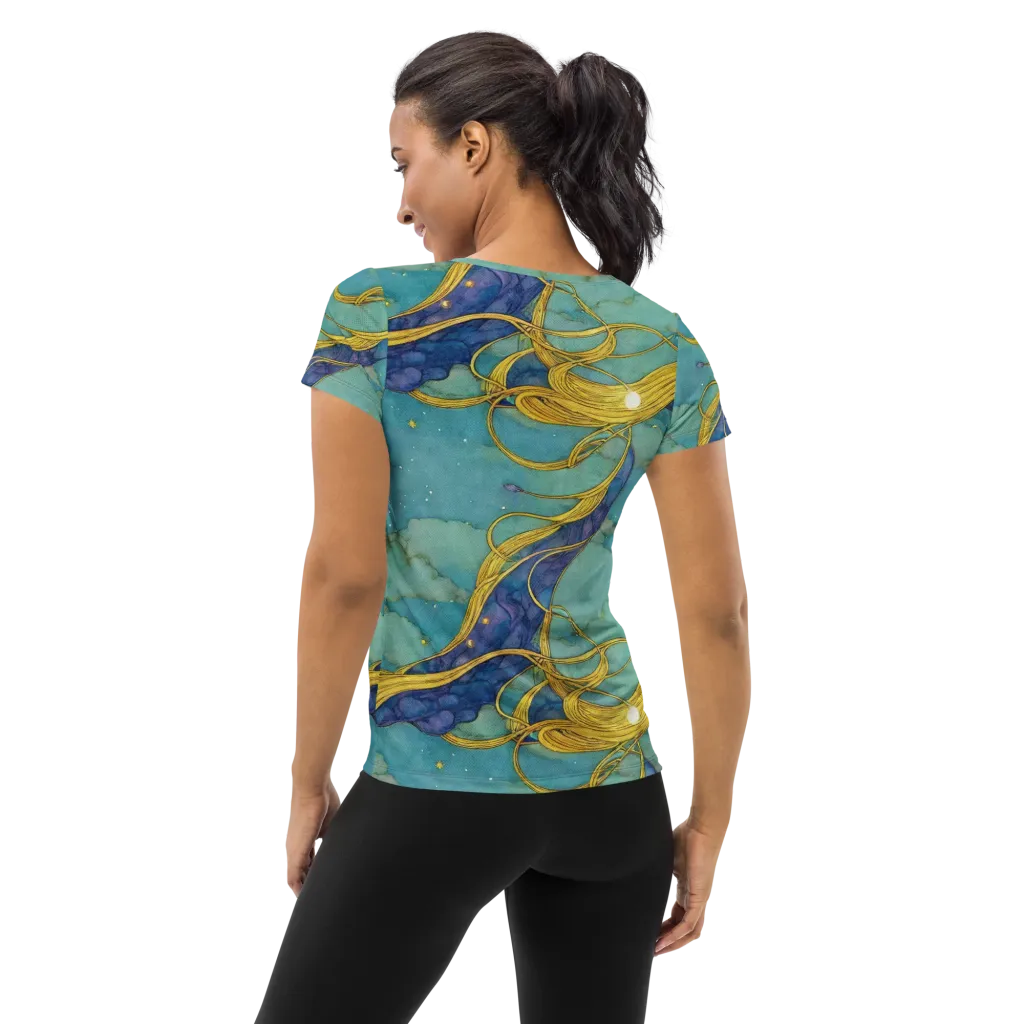 Aquatic Filigree on Women's Athletic T-Shirt — Back