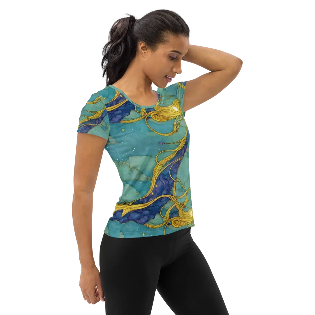Aquatic Filigree on Women's Athletic T-Shirt — Right