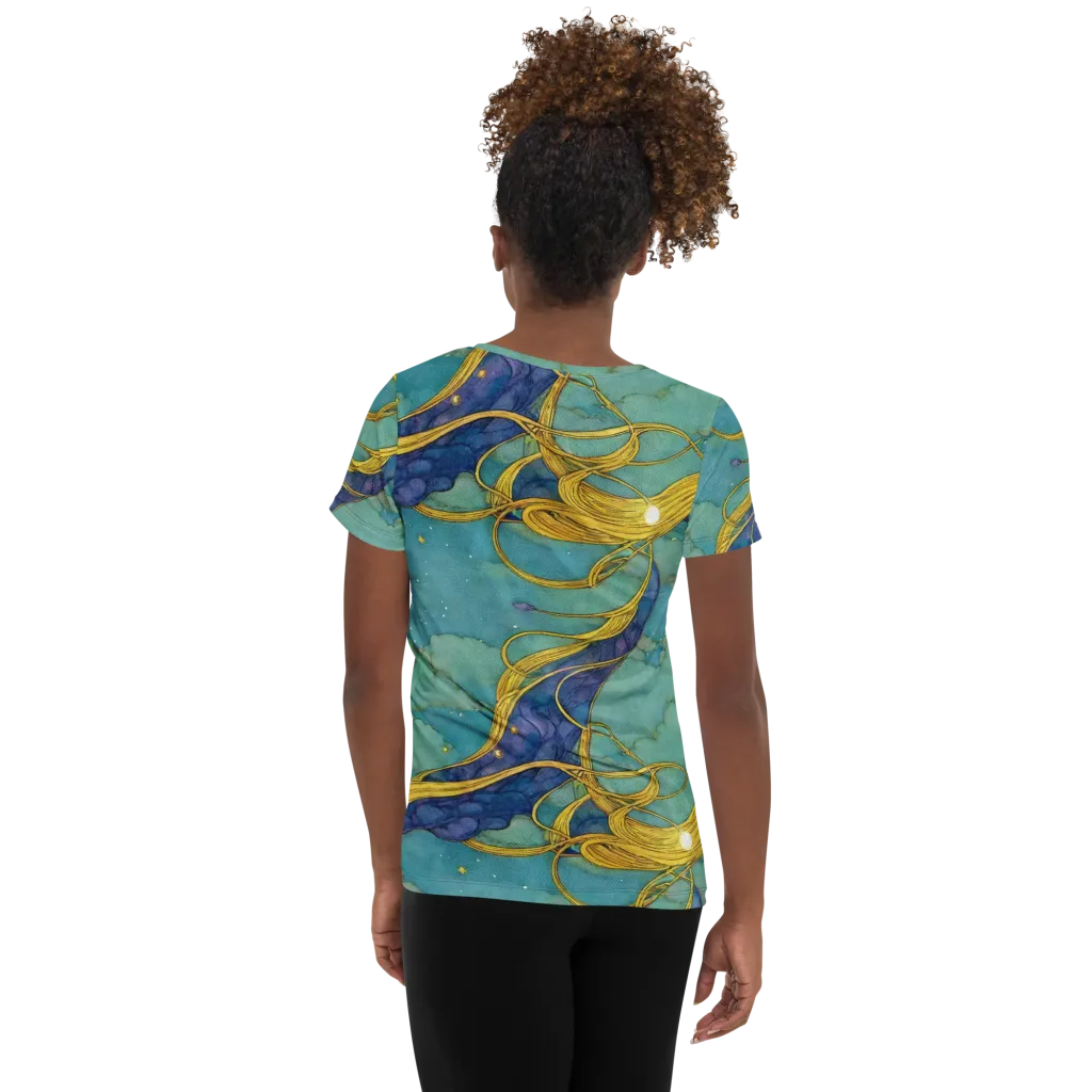 Aquatic Filigree on Women's Athletic T-Shirt — Back