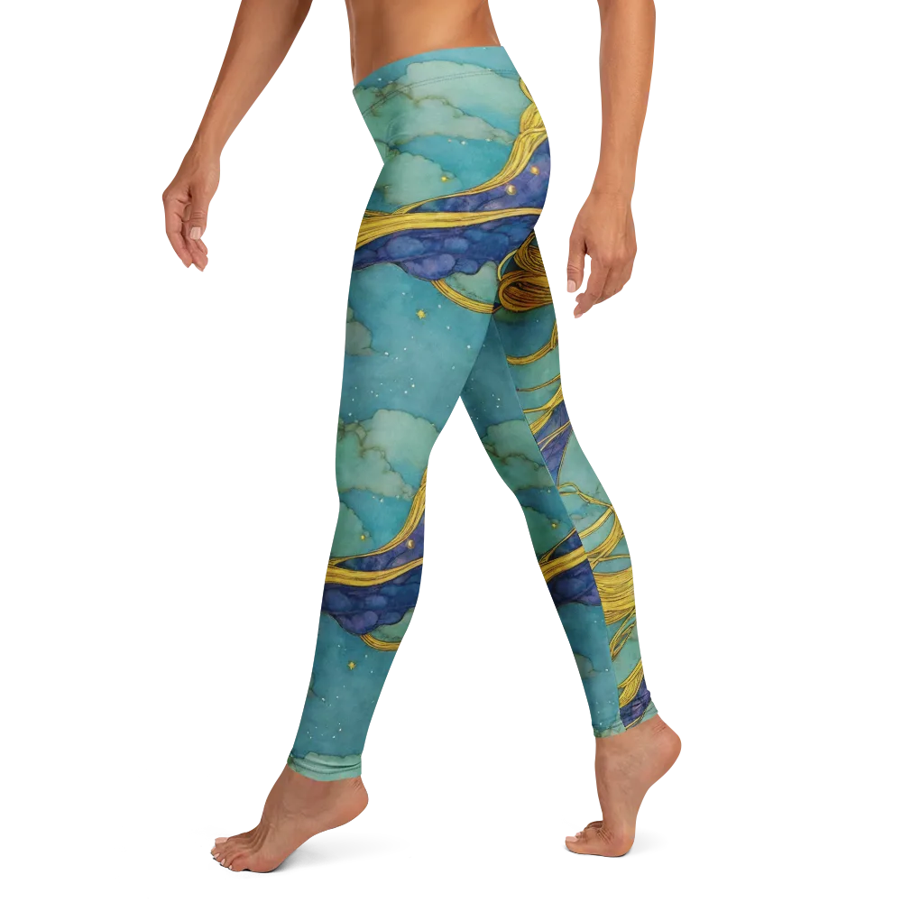Aquatic Filigree on Leggings — Left