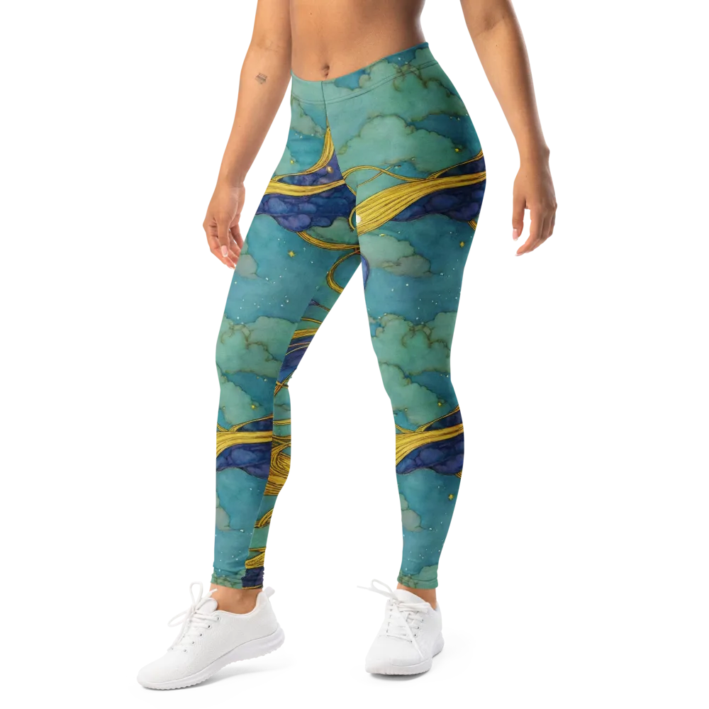 Aquatic Filigree on Leggings — Left Front
