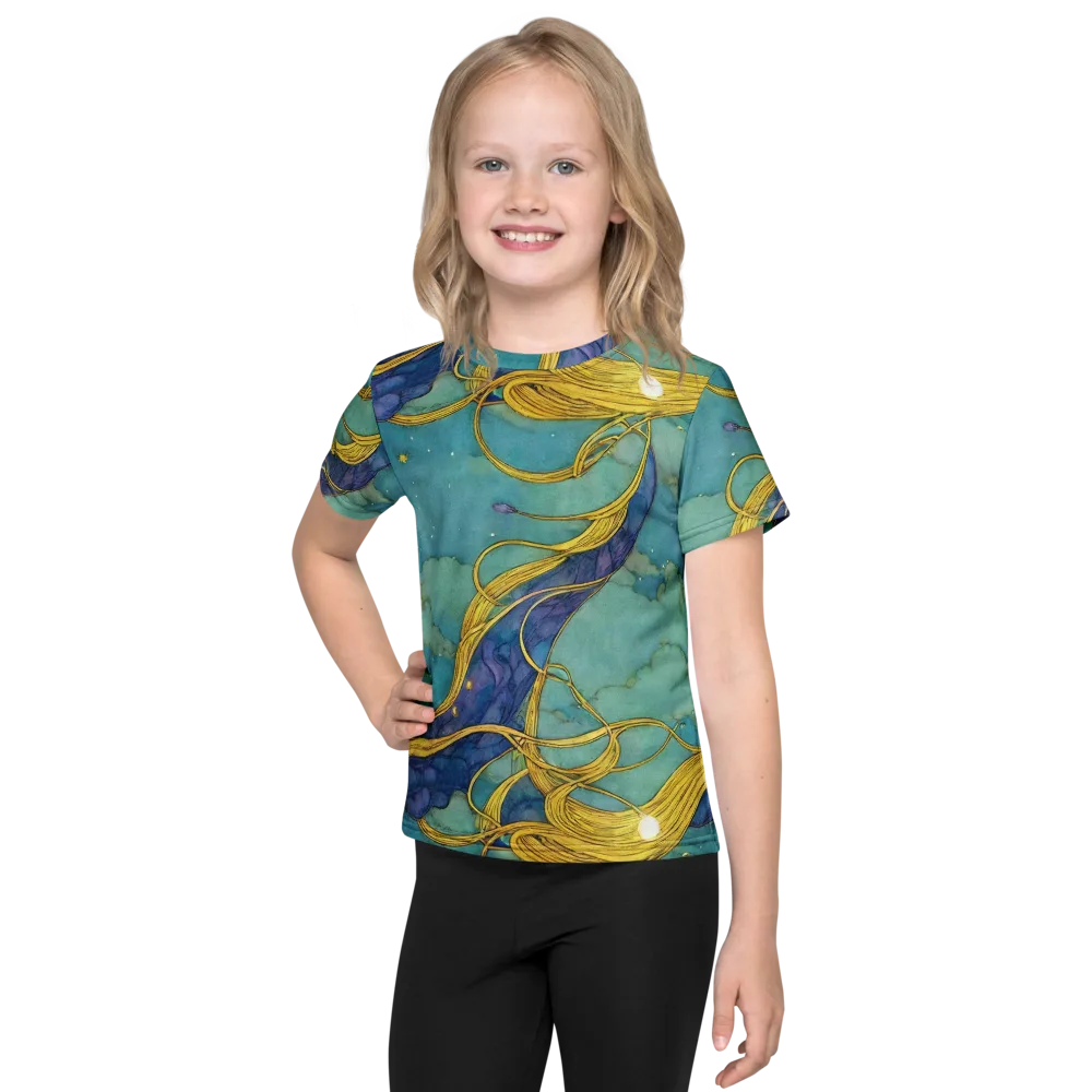 Aquatic Filigree on Kids Crew Neck T-Shirt — Front