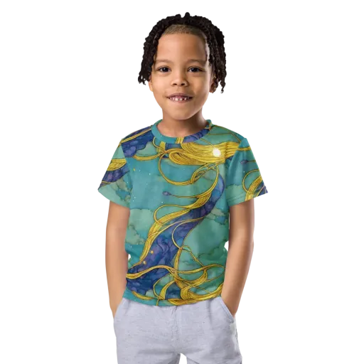 Aquatic Filigree on a Kids Crew Neck T-Shirt