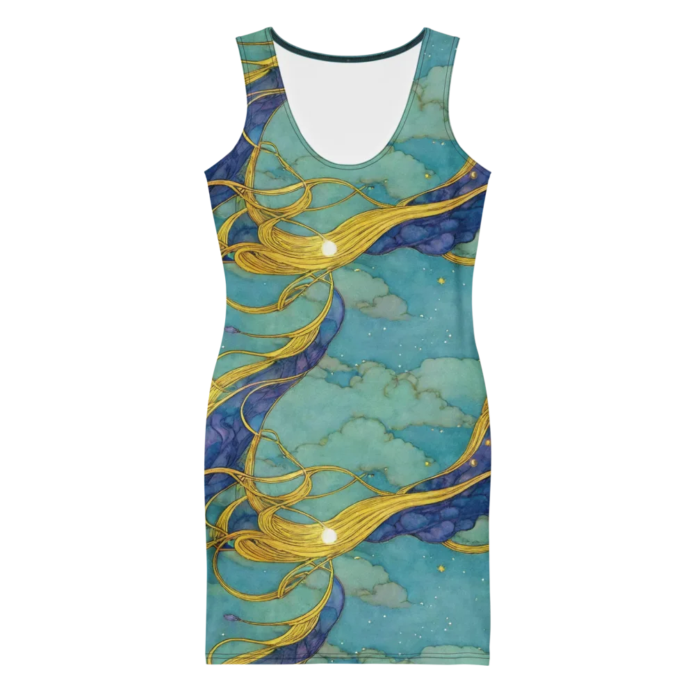 Aquatic Filigree on Bodycon Dress — Front