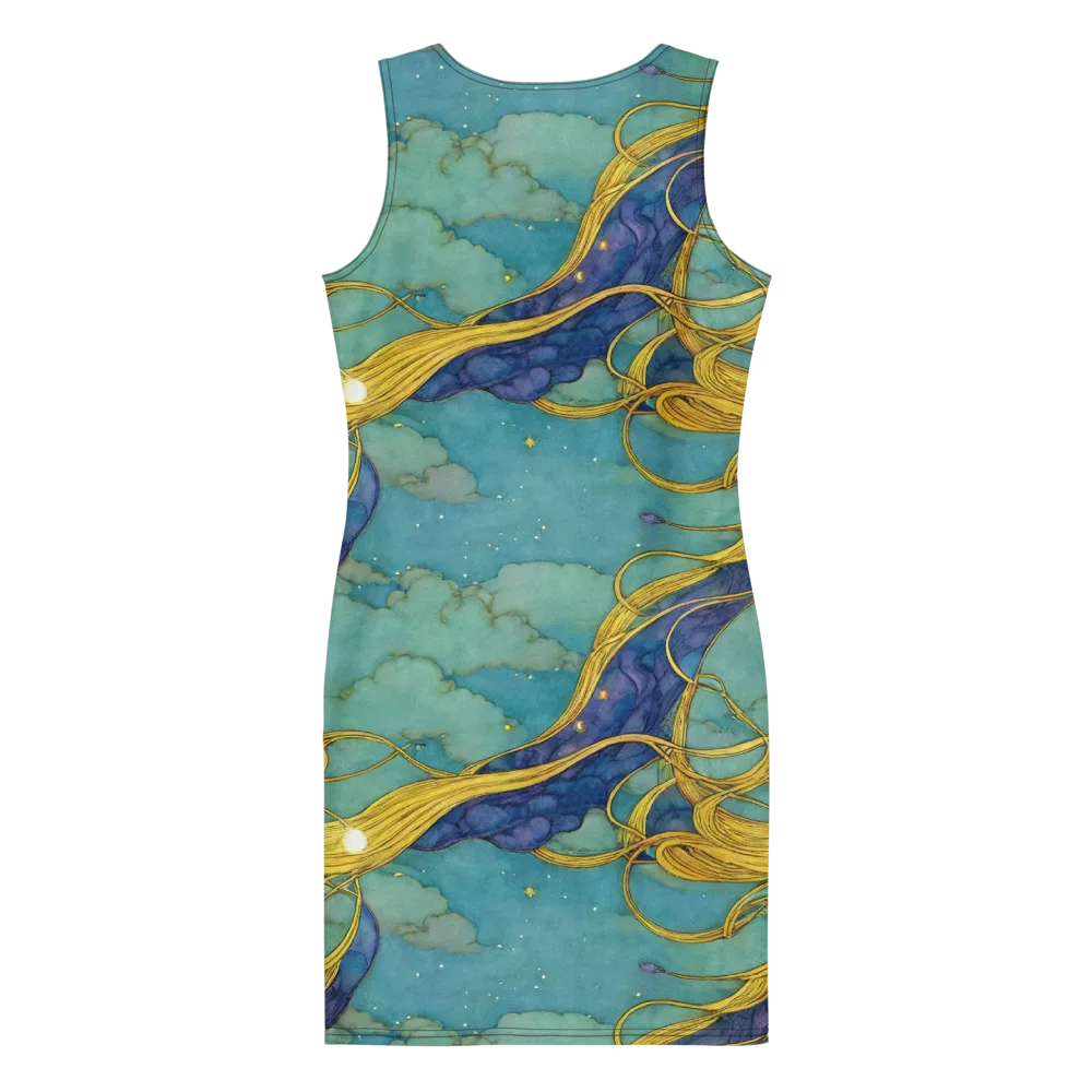 Aquatic Filigree on Bodycon Dress — Back
