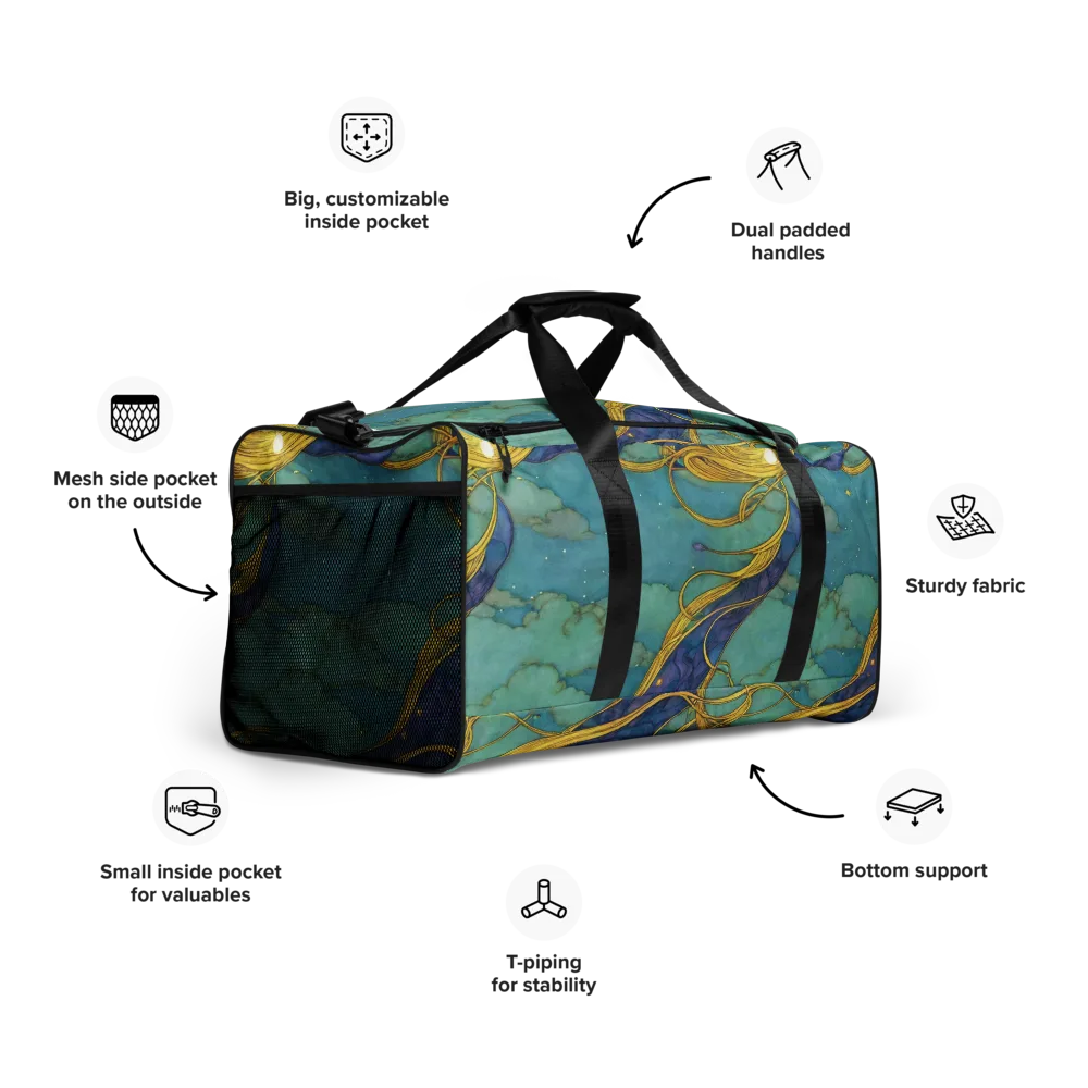 Aquatic Filigree on Duffle Bag — Right Front