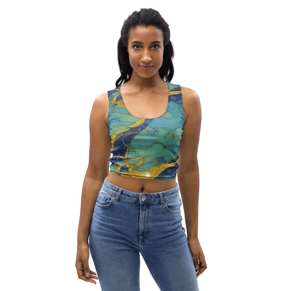 Aquatic Filigree on Crop Top — Front