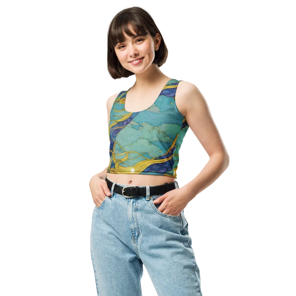 Aquatic Filigree on Crop Top — Front