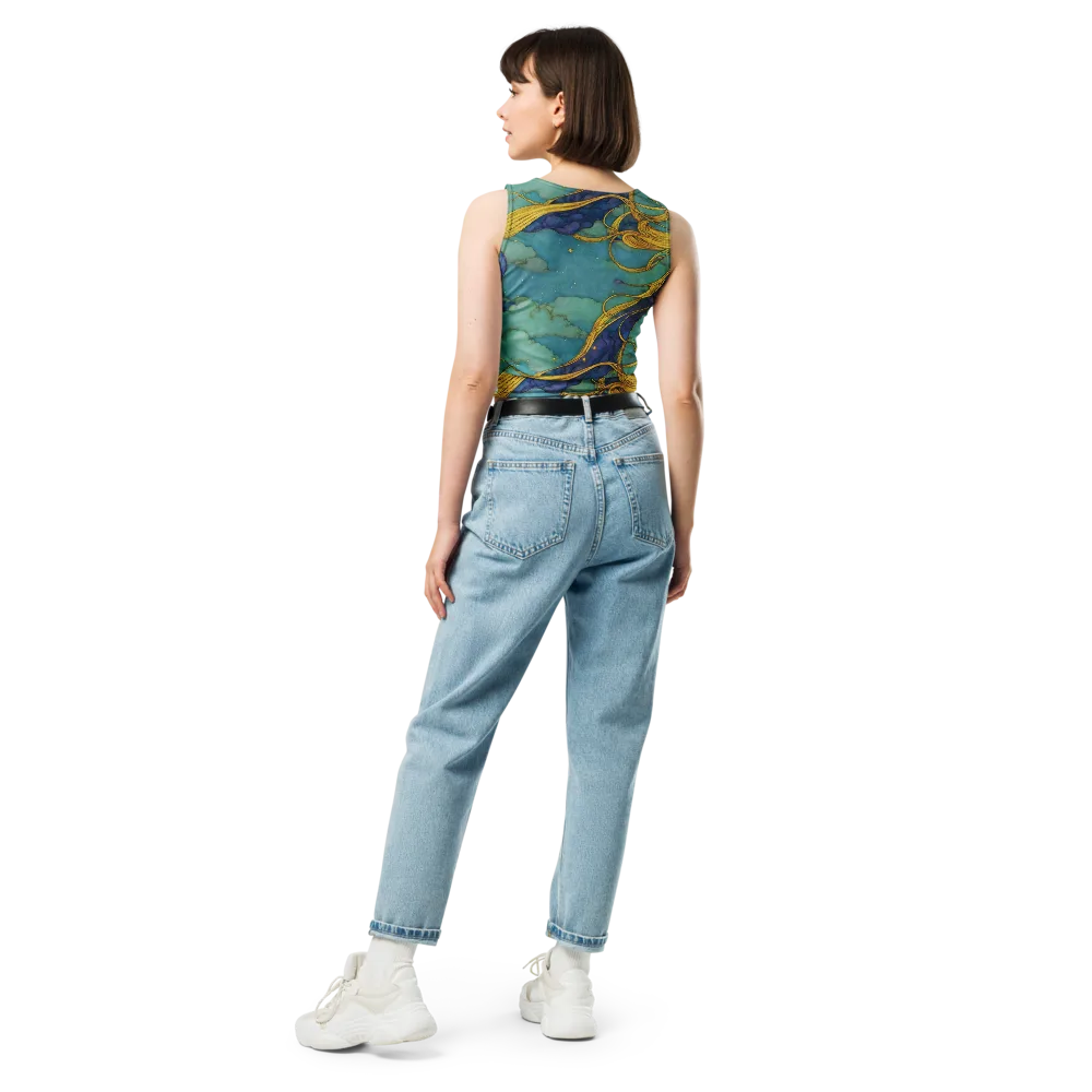 Aquatic Filigree on Crop Top — Back