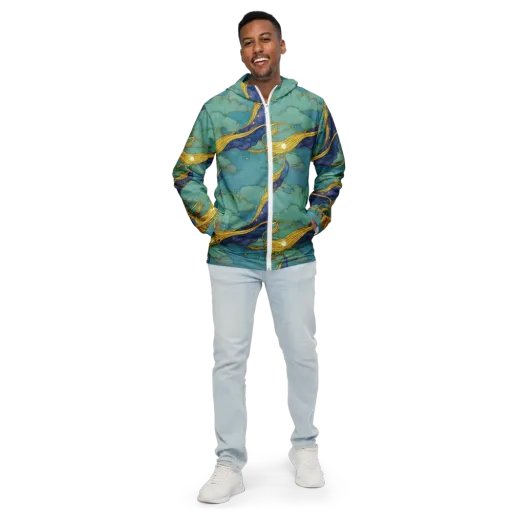 Aquatic Filigree on a Men's Windbreaker