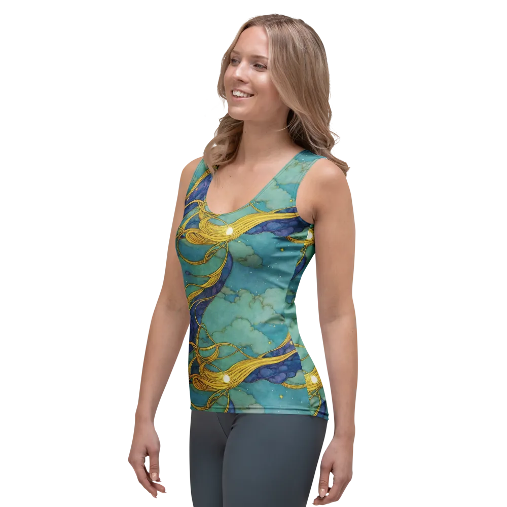 Aquatic Filigree on Women's Tank Top — Left Front