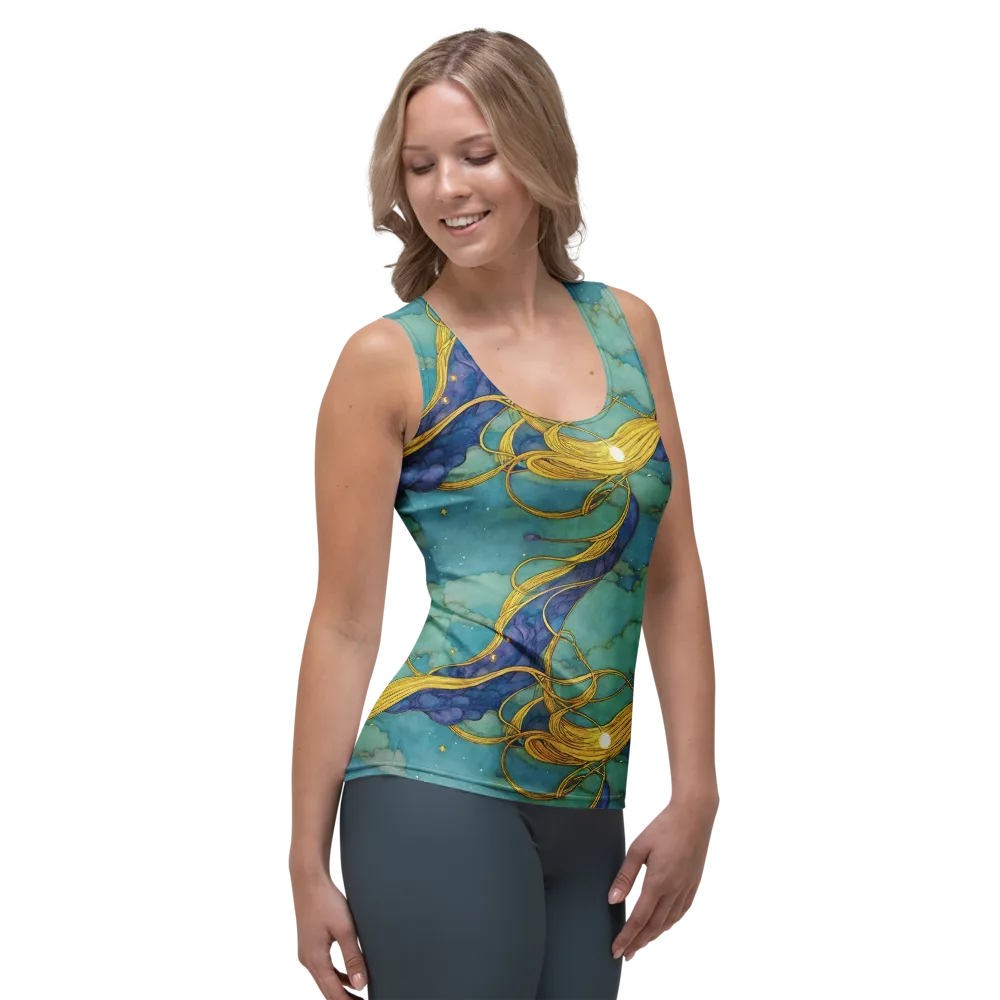Aquatic Filigree on Women's Tank Top — Right Front