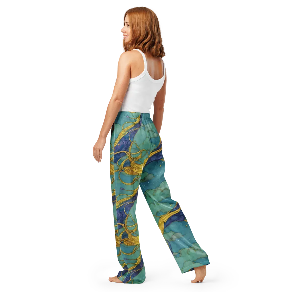 Aquatic Filigree on Women's Pajama Pants — Back