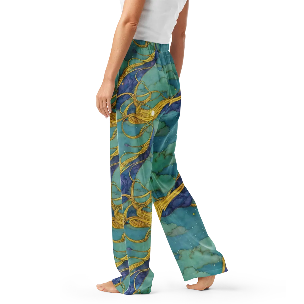 Aquatic Filigree on Women's Pajama Pants — Left