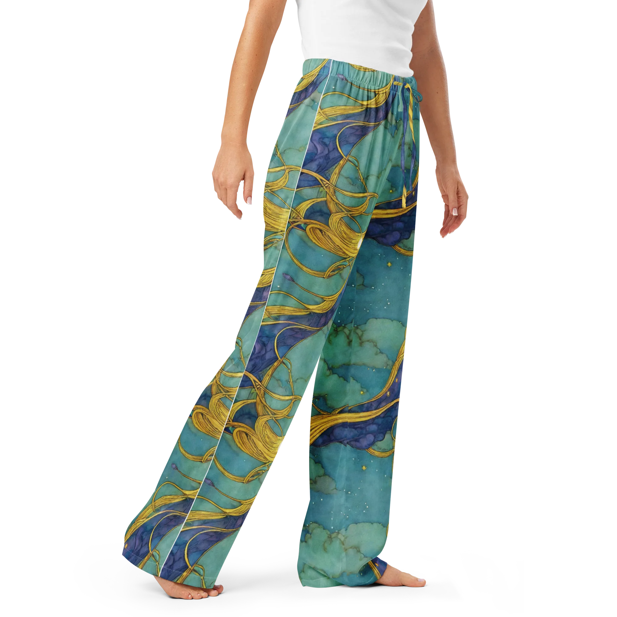 Aquatic Filigree on Women's Pajama Pants — Right Front