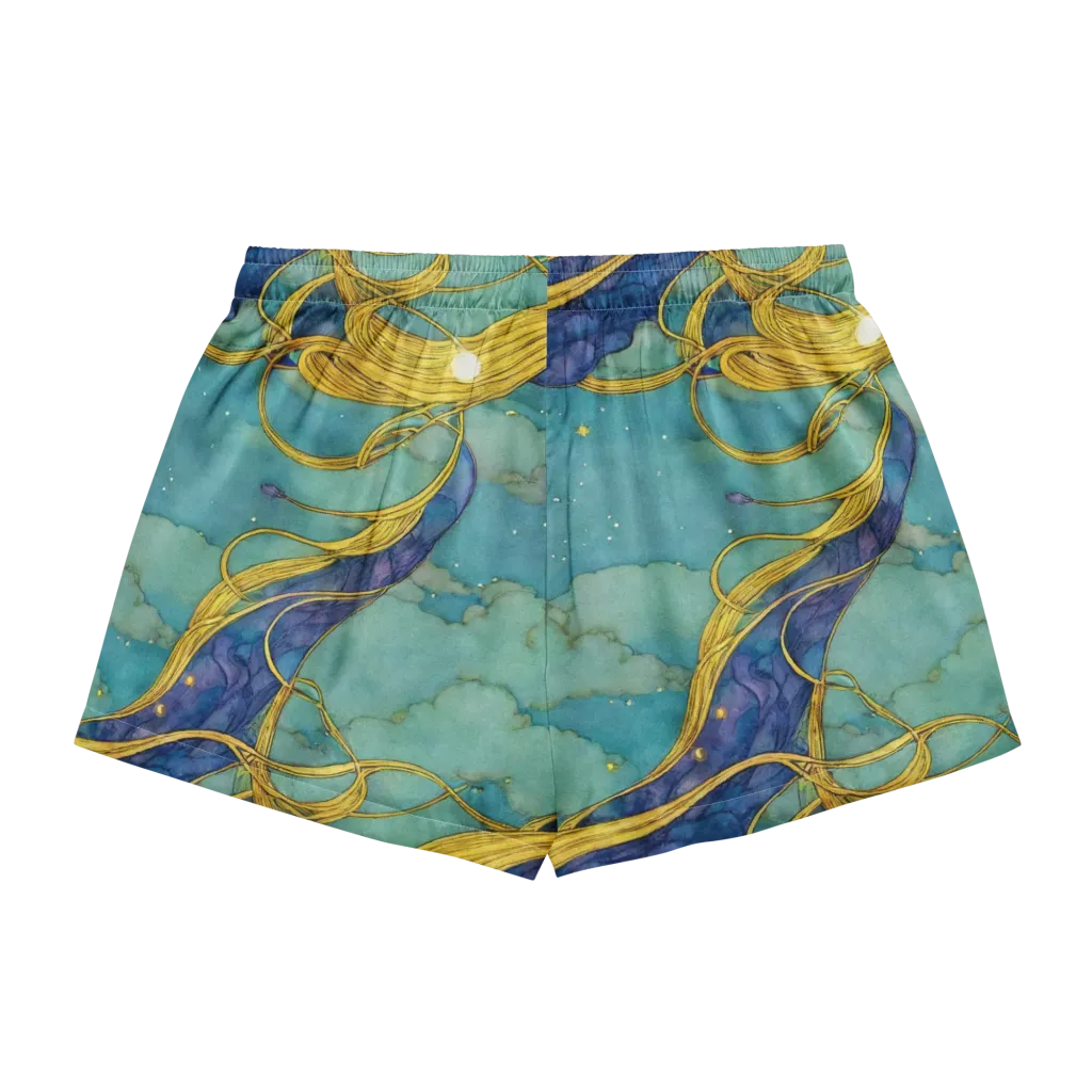 Aquatic Filigree on Women's Pajama Shorts — Back