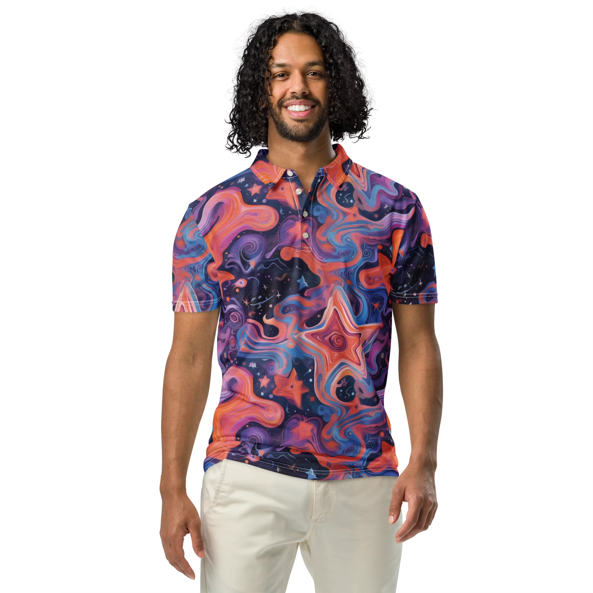 Astrofluid on Men's Slim Fit Polo Shirt — Front