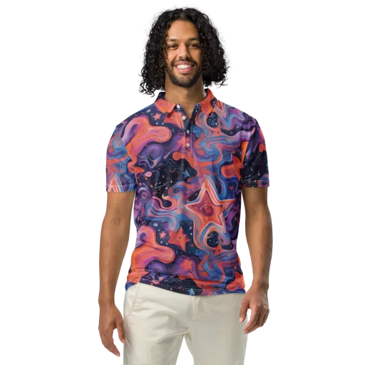 Astrofluid on a Men's Slim Fit Polo Shirt