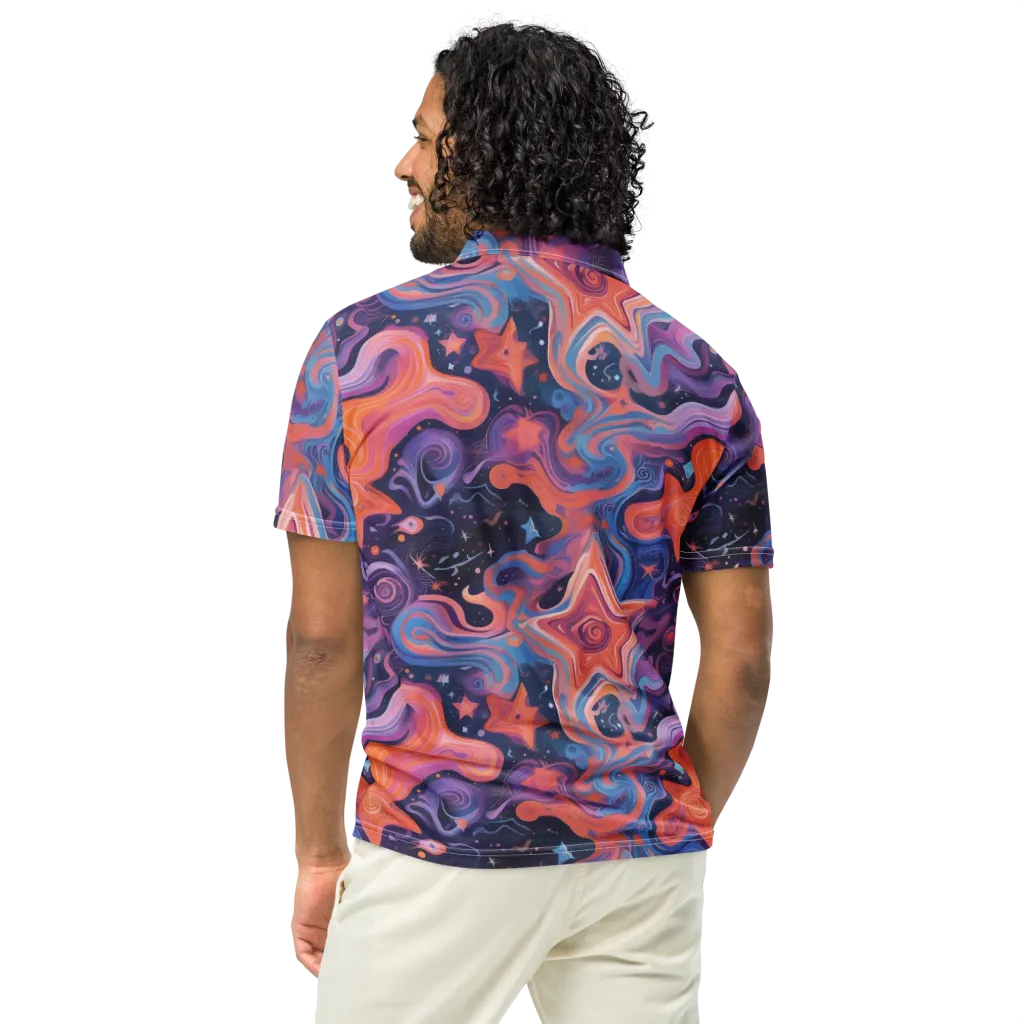 Astrofluid on Men's Slim Fit Polo Shirt — Back