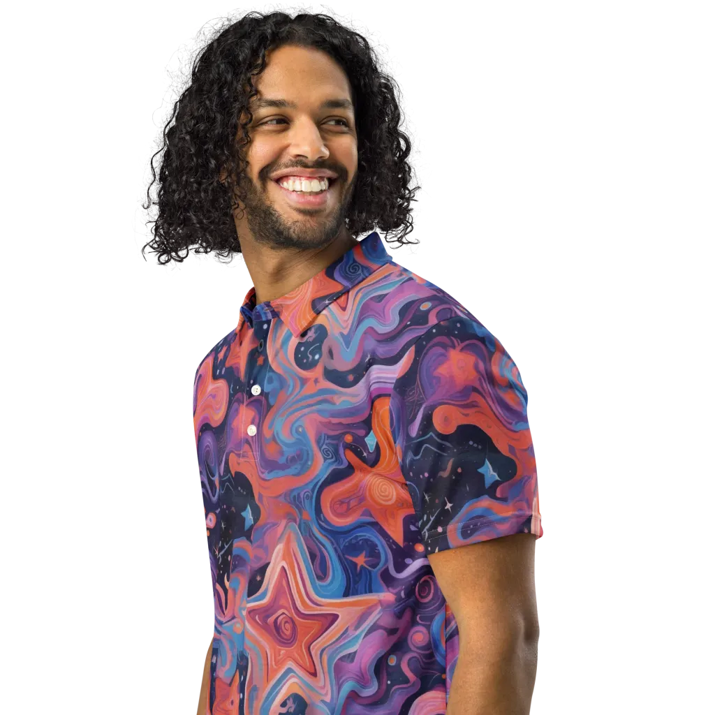 Astrofluid on Men's Slim Fit Polo Shirt — Left Front