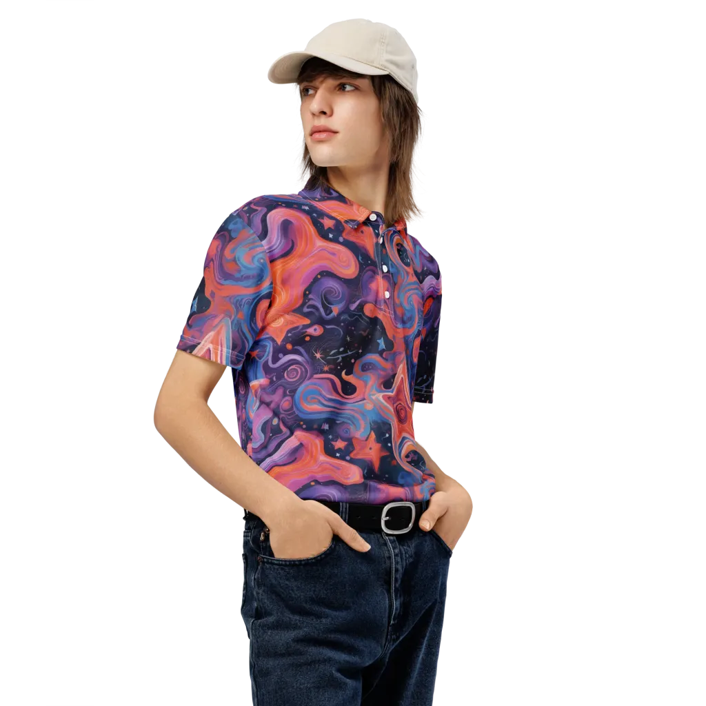 Astrofluid on Men's Slim Fit Polo Shirt — Right Front