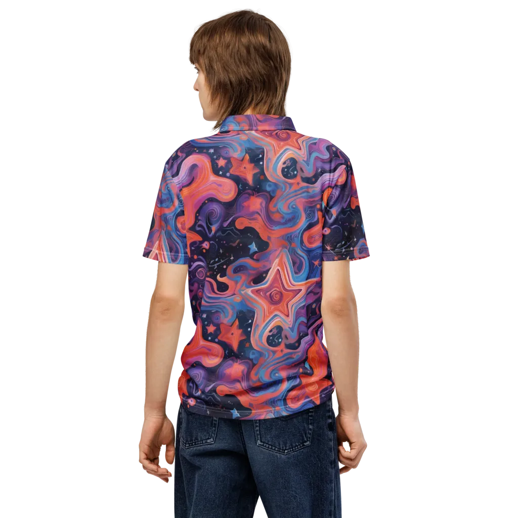 Astrofluid on Men's Slim Fit Polo Shirt — Back
