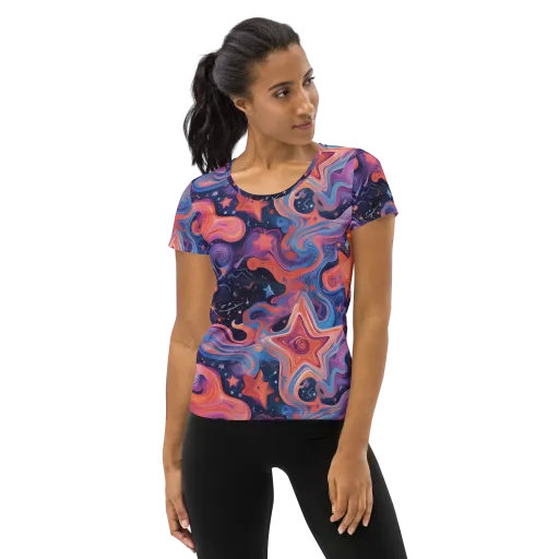 Astrofluid on a Women's Athletic T-Shirt