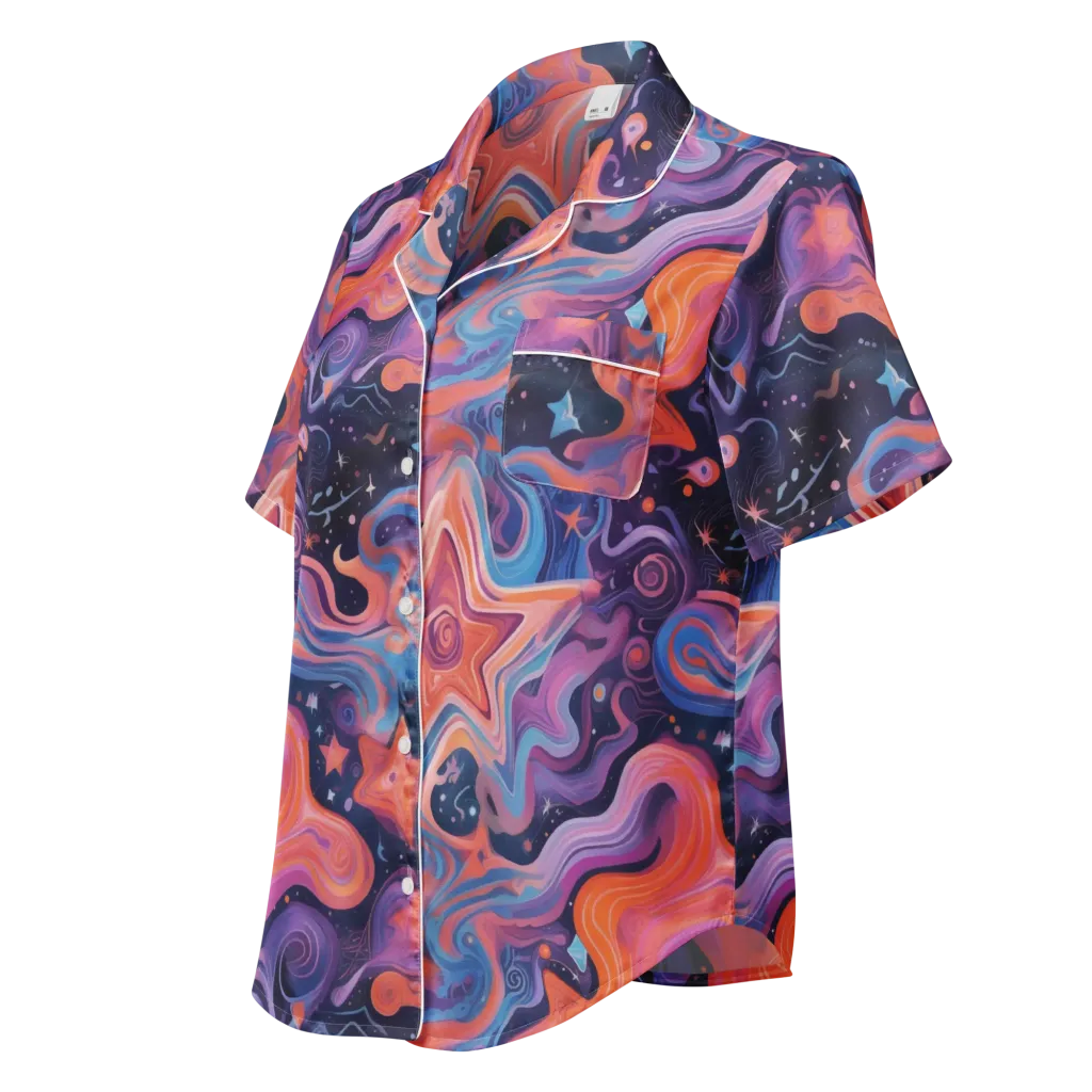 Astrofluid on Women's Short Sleeve Pajama Top — Left Front