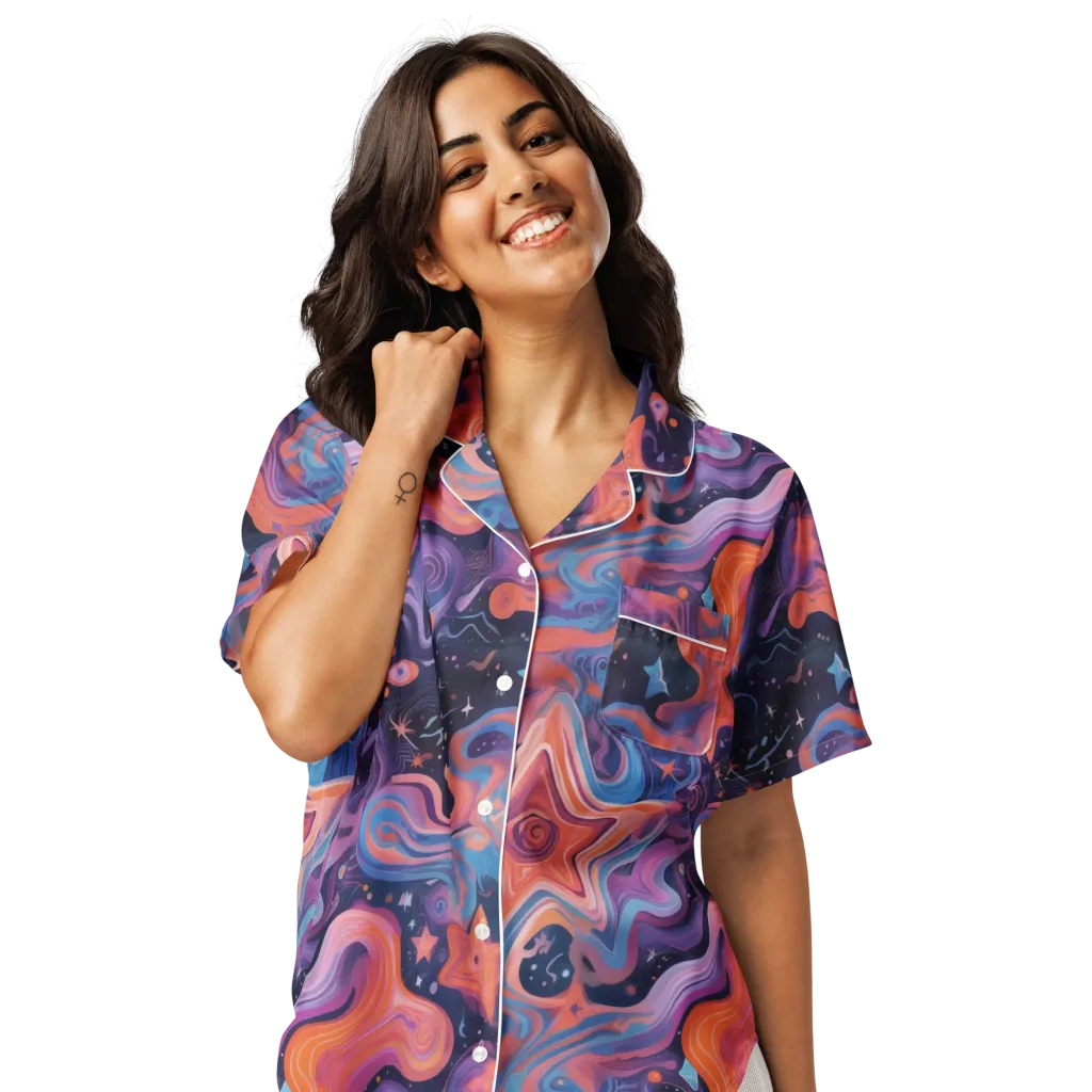 Astrofluid on Women's Short Sleeve Pajama Top — Front