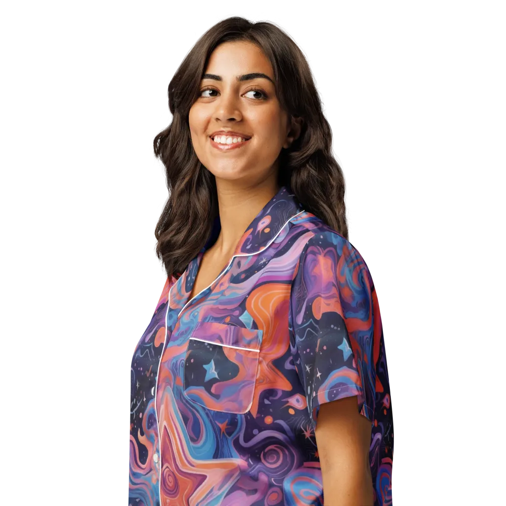 Astrofluid on Women's Short Sleeve Pajama Top — Left Front