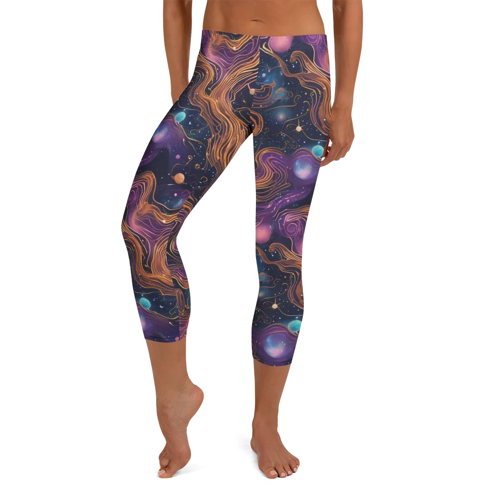 Orbiting Velvet on Capri Leggings — Front