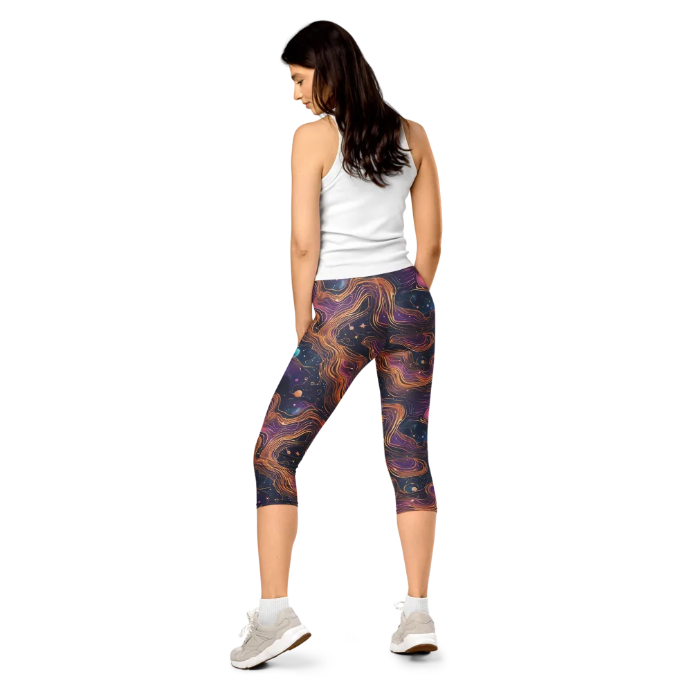Orbiting Velvet on Capri Leggings — Back