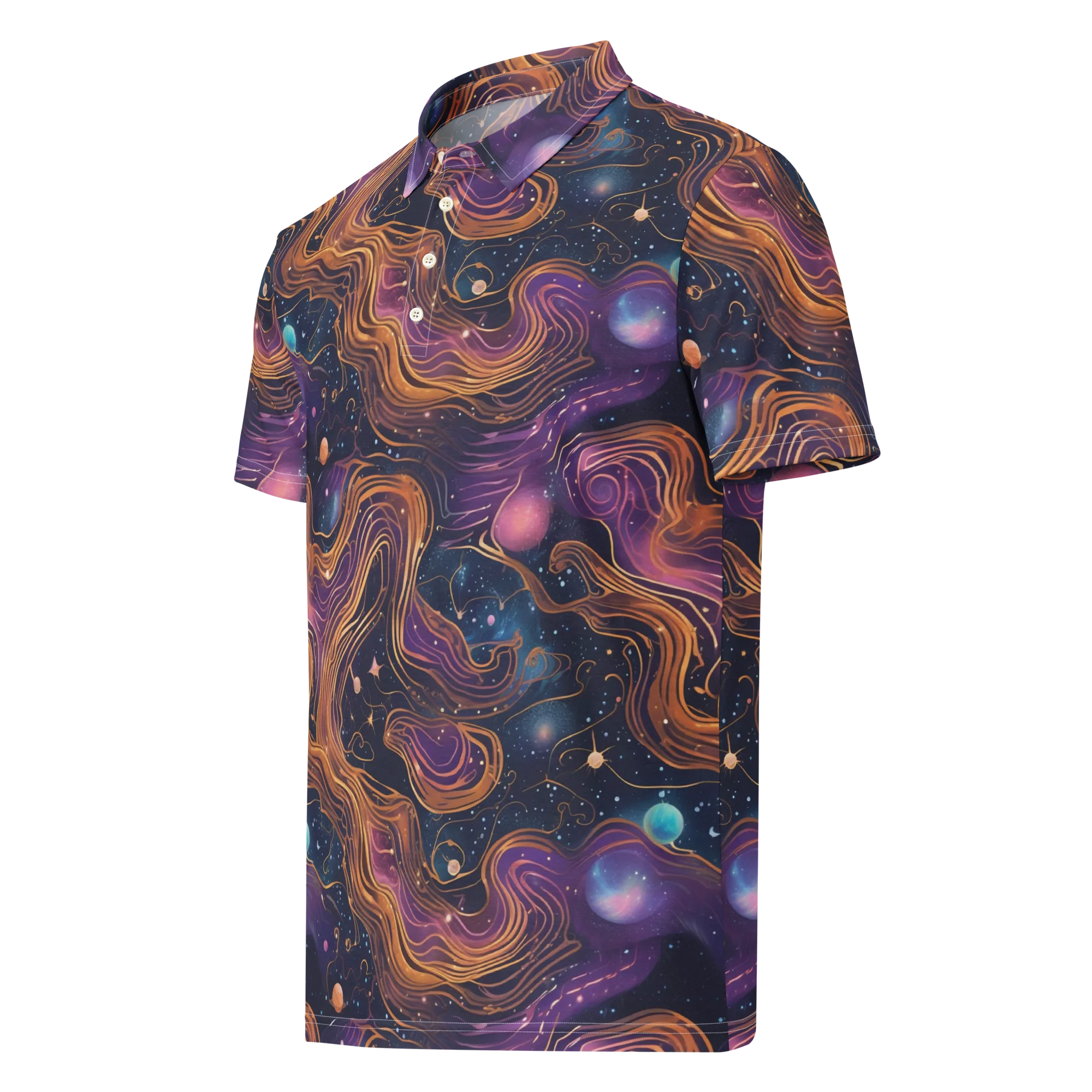 Orbiting Velvet on Men's Slim Fit Polo Shirt — Left Front