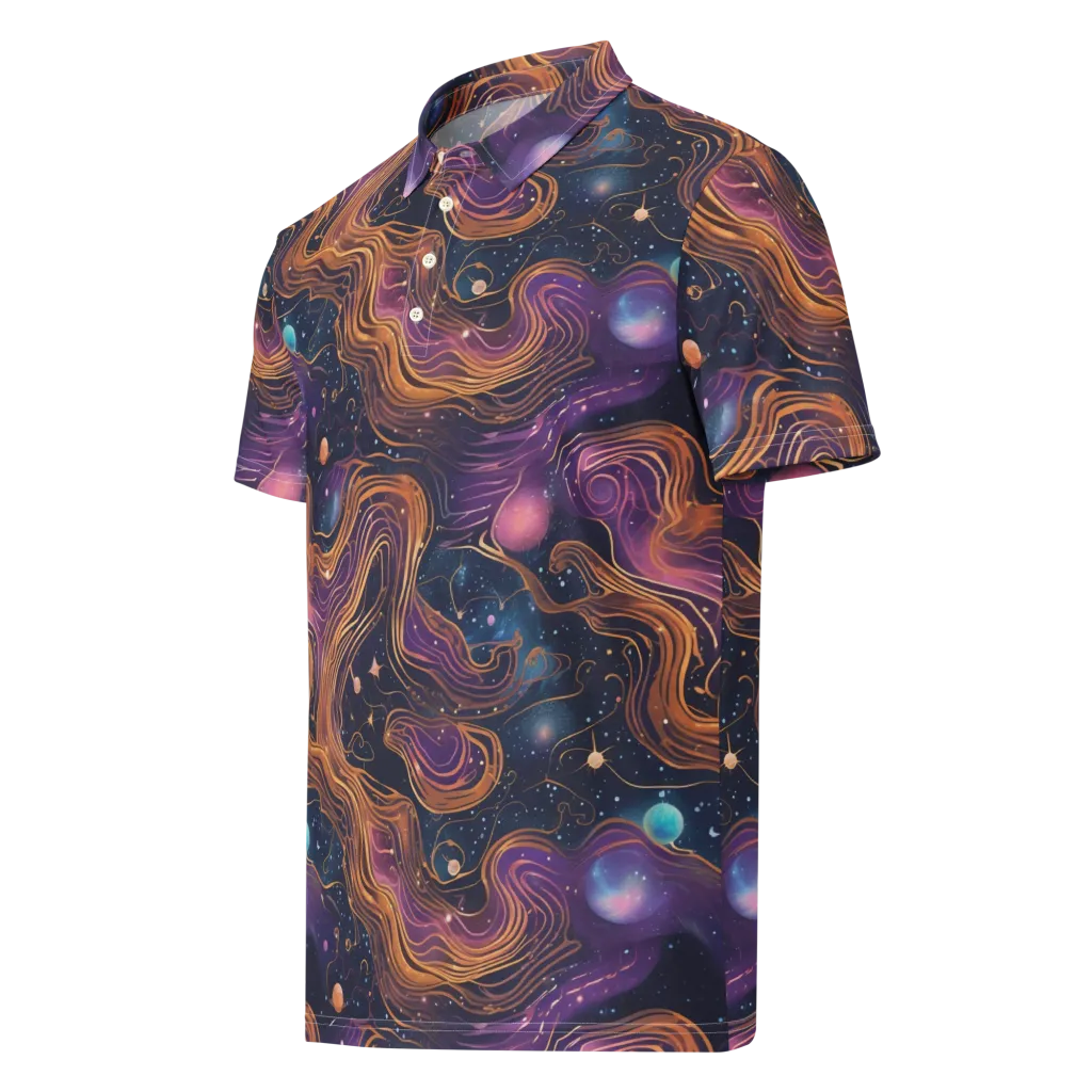 Orbiting Velvet on Men's Slim Fit Polo Shirt — Left Front