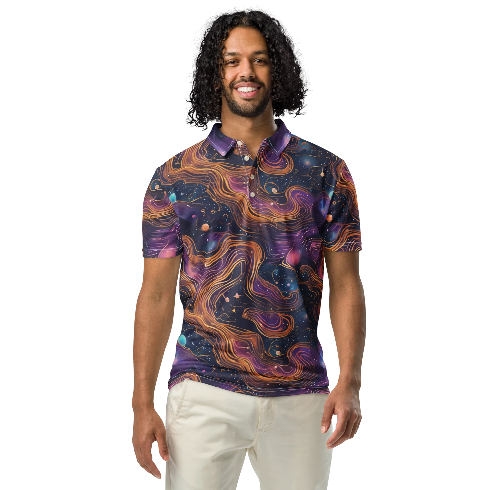 Orbiting Velvet on Men's Slim Fit Polo Shirt — Front