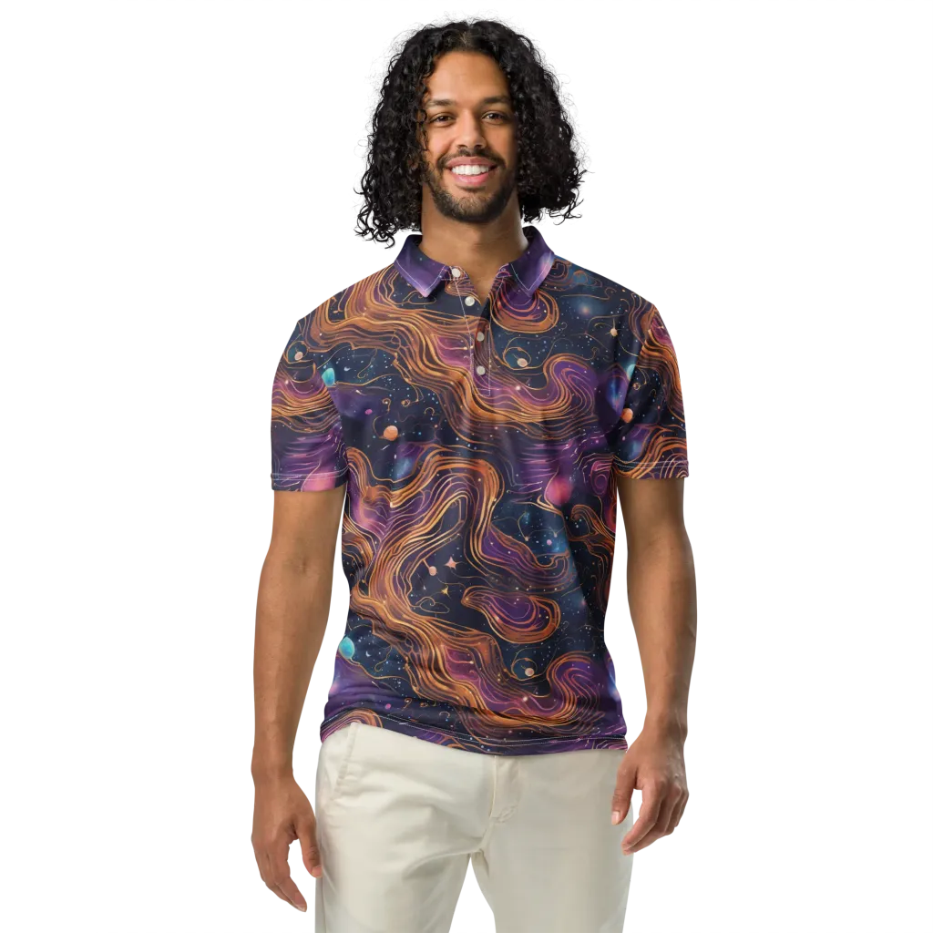 Orbiting Velvet on Men's Slim Fit Polo Shirt — Front