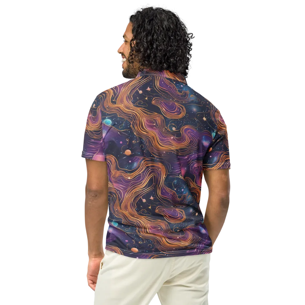 Orbiting Velvet on Men's Slim Fit Polo Shirt — Back