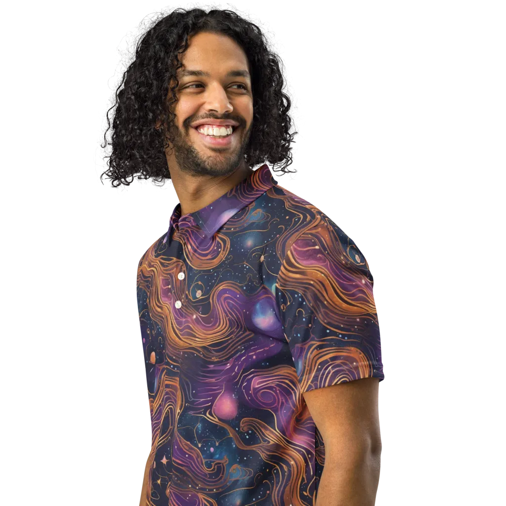 Orbiting Velvet on Men's Slim Fit Polo Shirt — Left Front