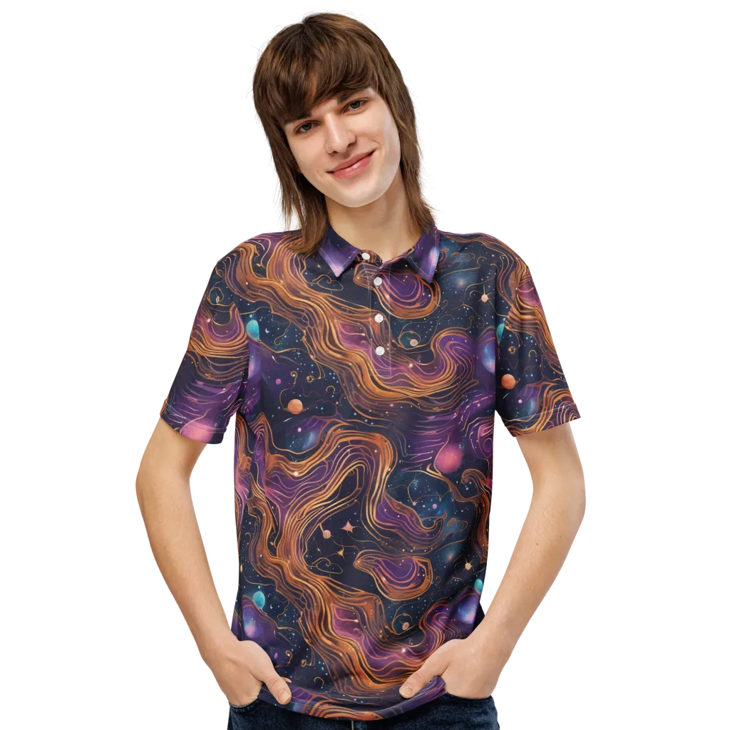 Orbiting Velvet on Men's Slim Fit Polo Shirt — Front