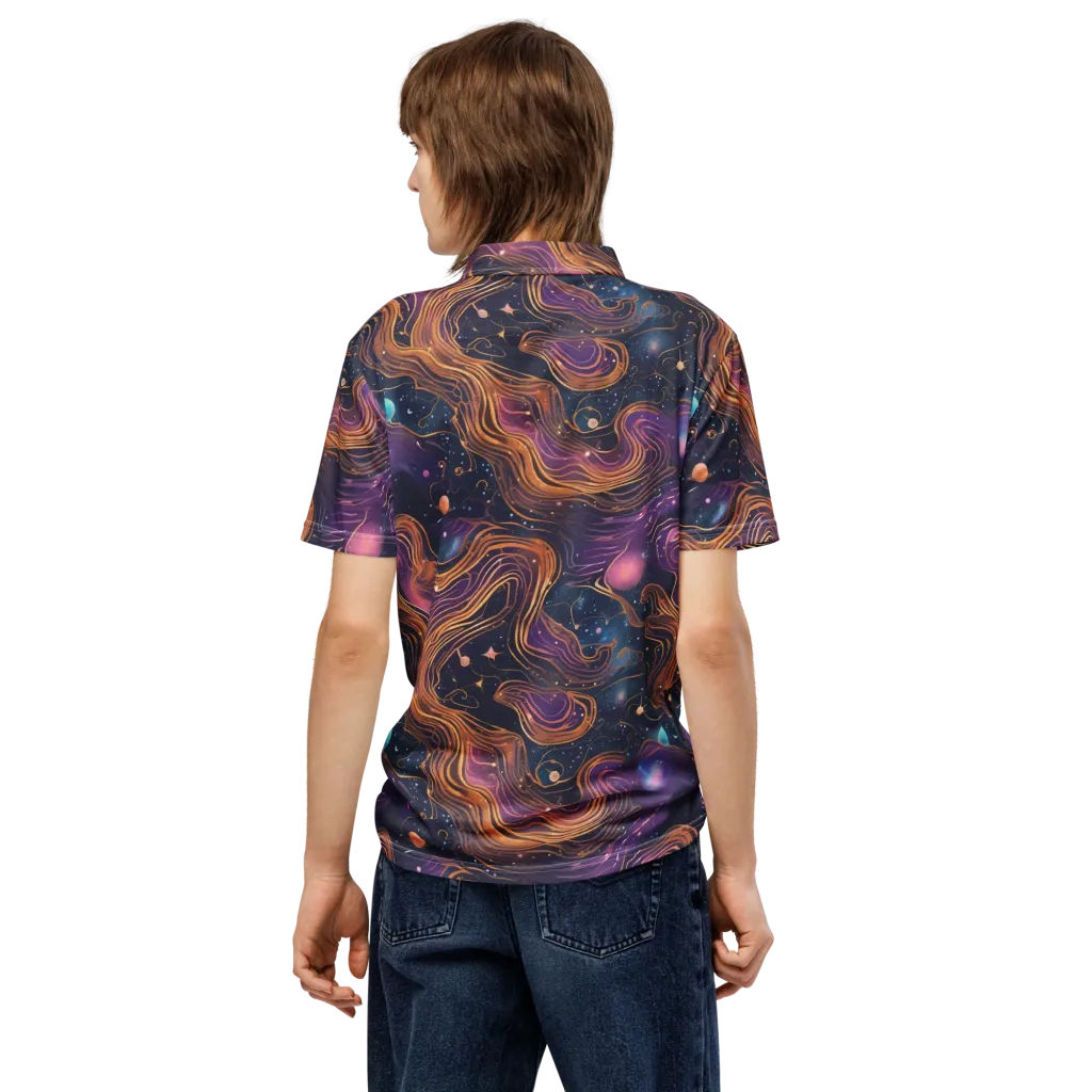 Orbiting Velvet on Men's Slim Fit Polo Shirt — Back