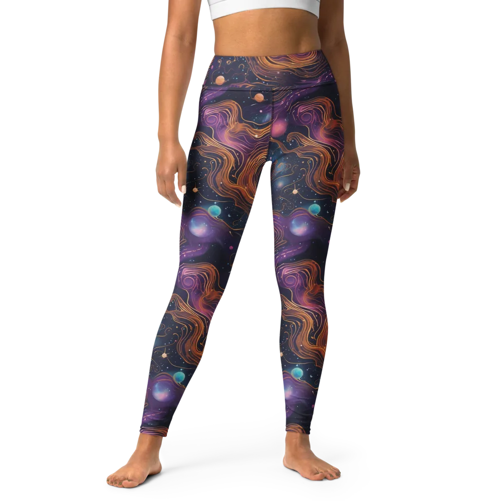 Orbiting Velvet on Yoga Leggings — Front