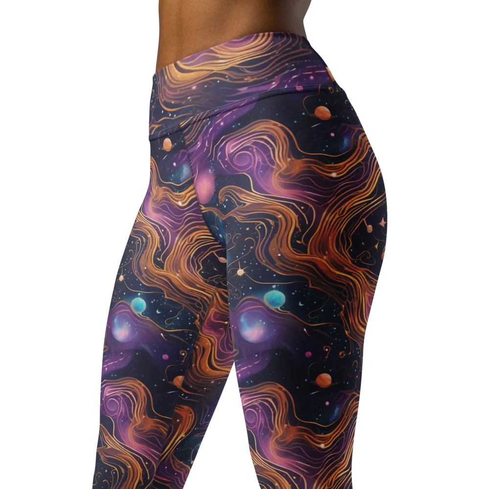 Orbiting Velvet on Yoga Leggings — Left Front