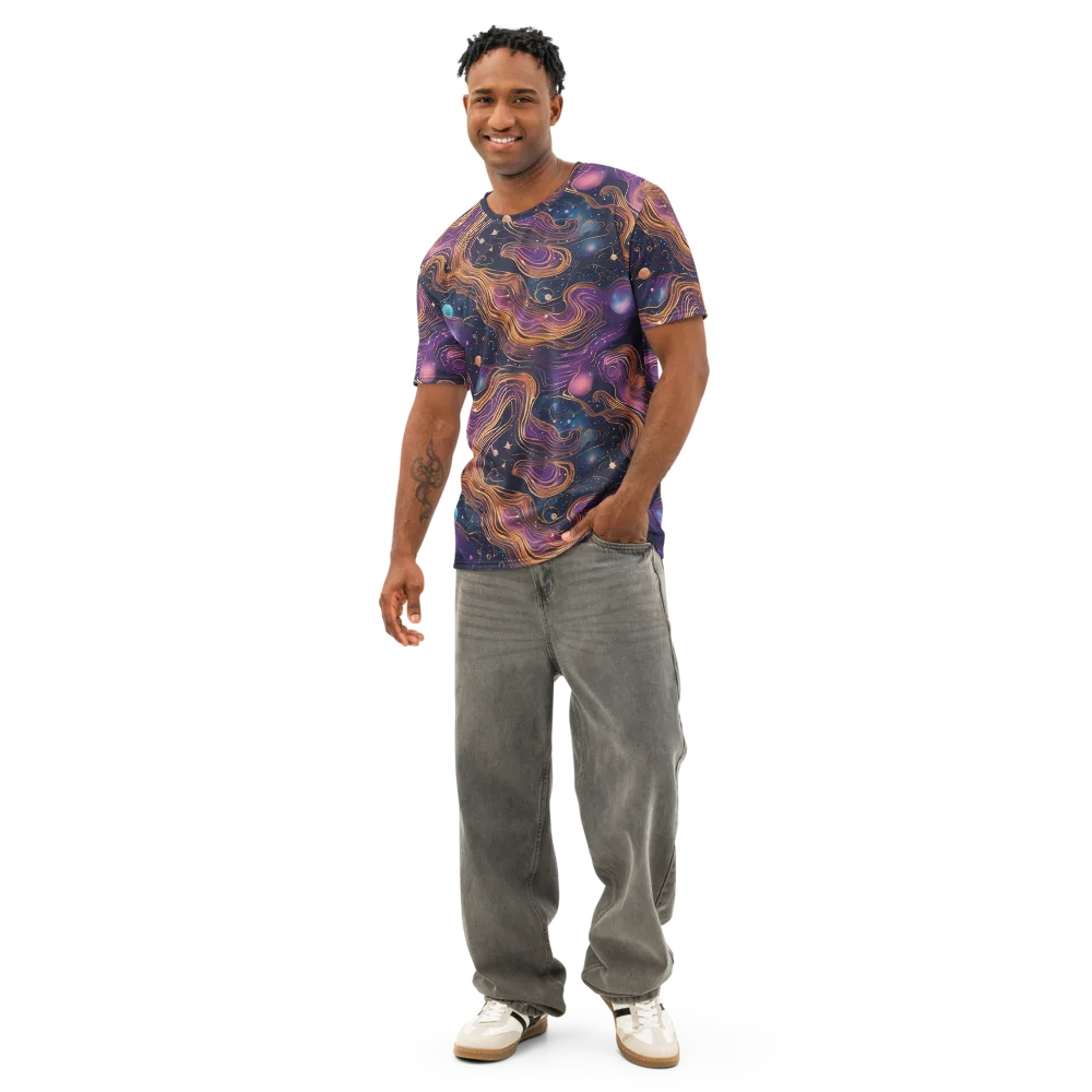 Orbiting Velvet on Men's Cotton Crew Neck T-Shirt — Front