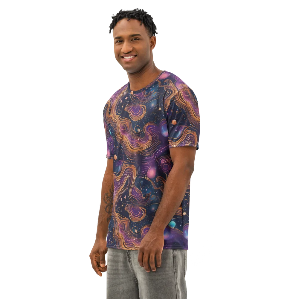 Orbiting Velvet on Men's Cotton Crew Neck T-Shirt — Left Front