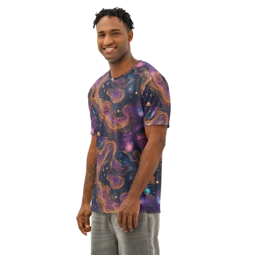 Orbiting Velvet on a Men's Cotton Crew Neck T-Shirt