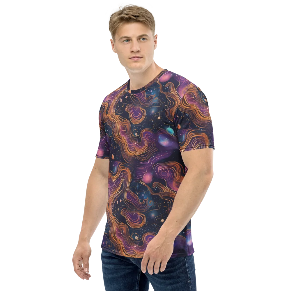 Orbiting Velvet on Men's Crew Neck T-Shirt — Left