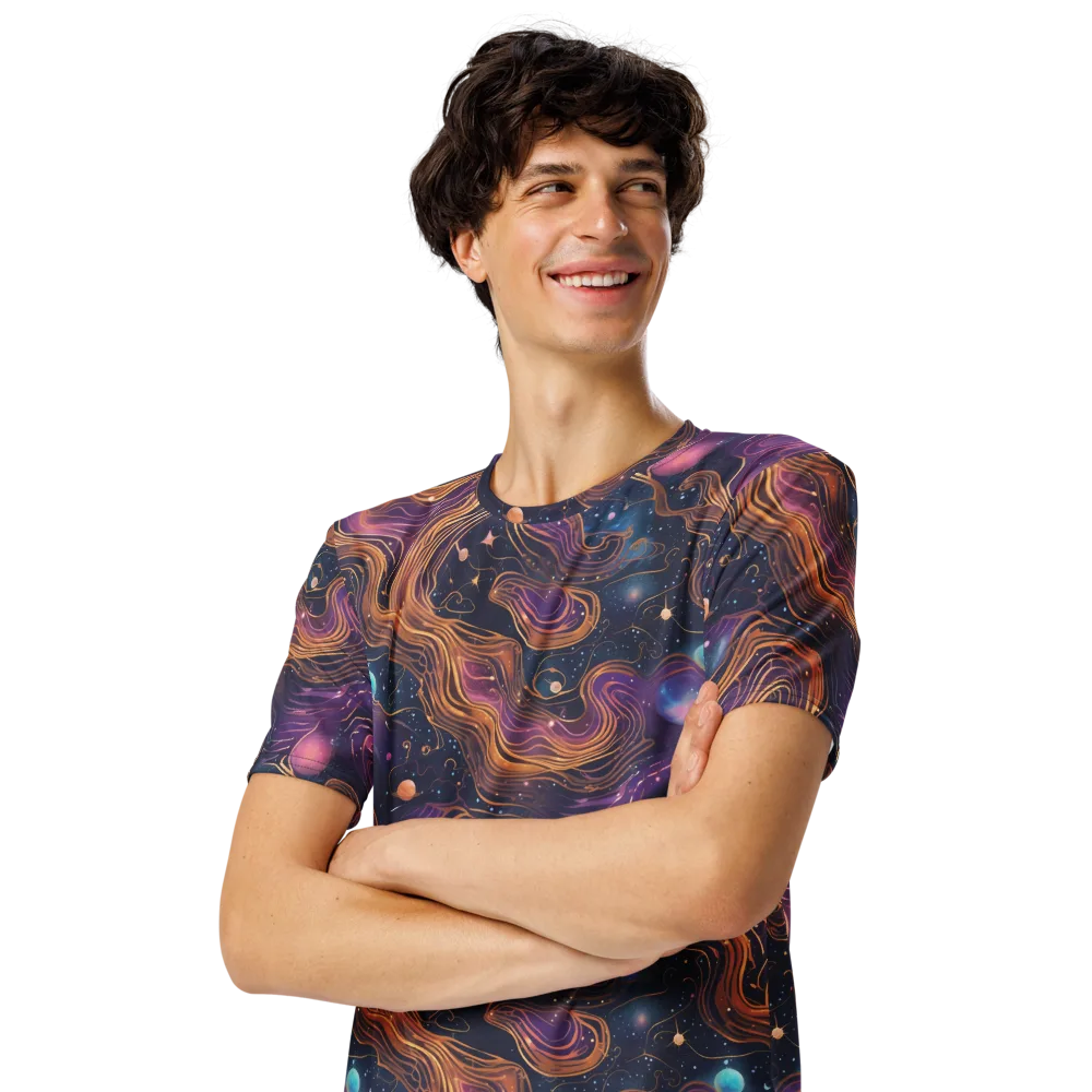 Orbiting Velvet on Men's Crew Neck T-Shirt — Left Front
