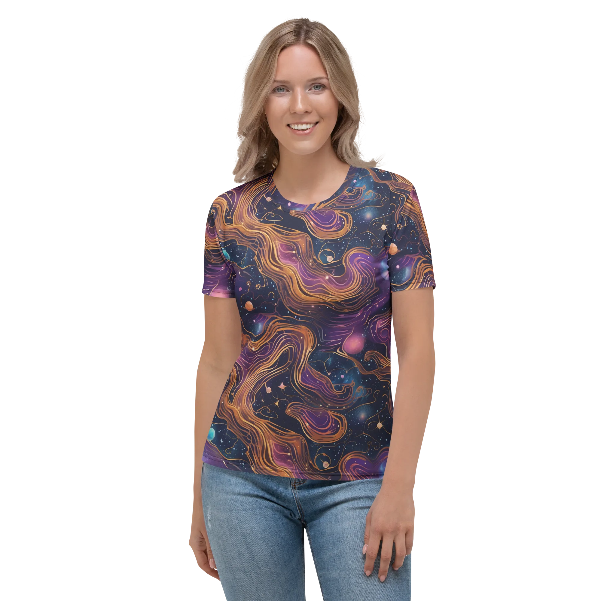 Orbiting Velvet on Women's Crew Neck T-Shirt — Front